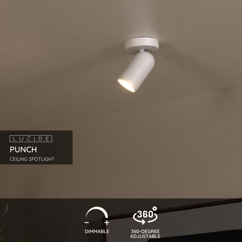 Lucide PUNCH - Nástenné bodové svietidlo - 1xGU10 - Biele